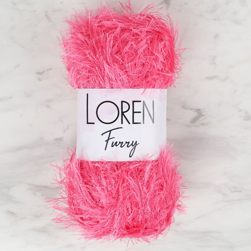 Loren Furry Knitting Yarn, Dark Pink – RF016