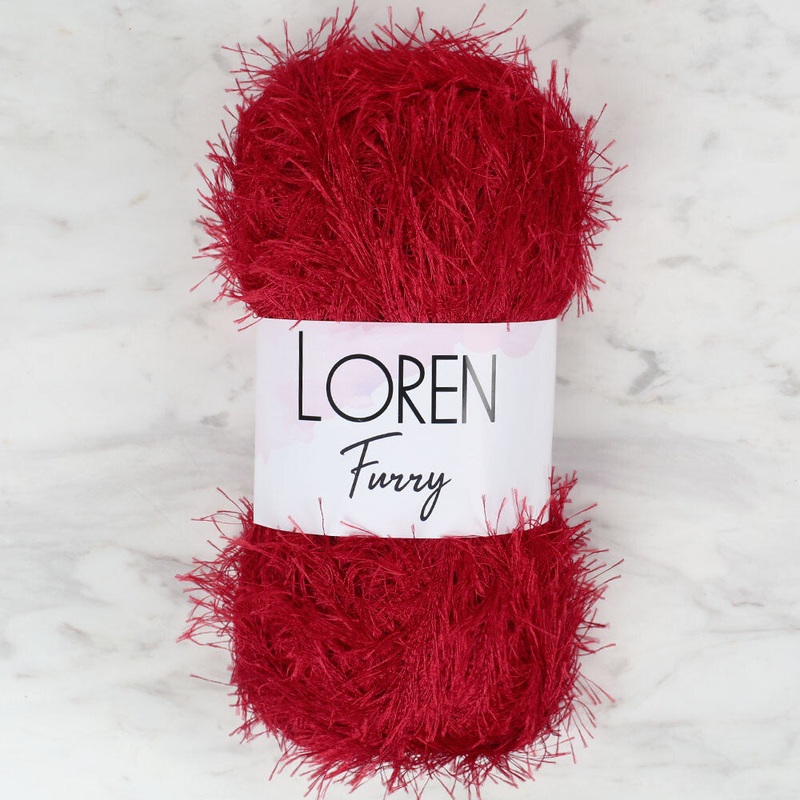 Loren Furry Knitting Yarn, Dark Red – RF024