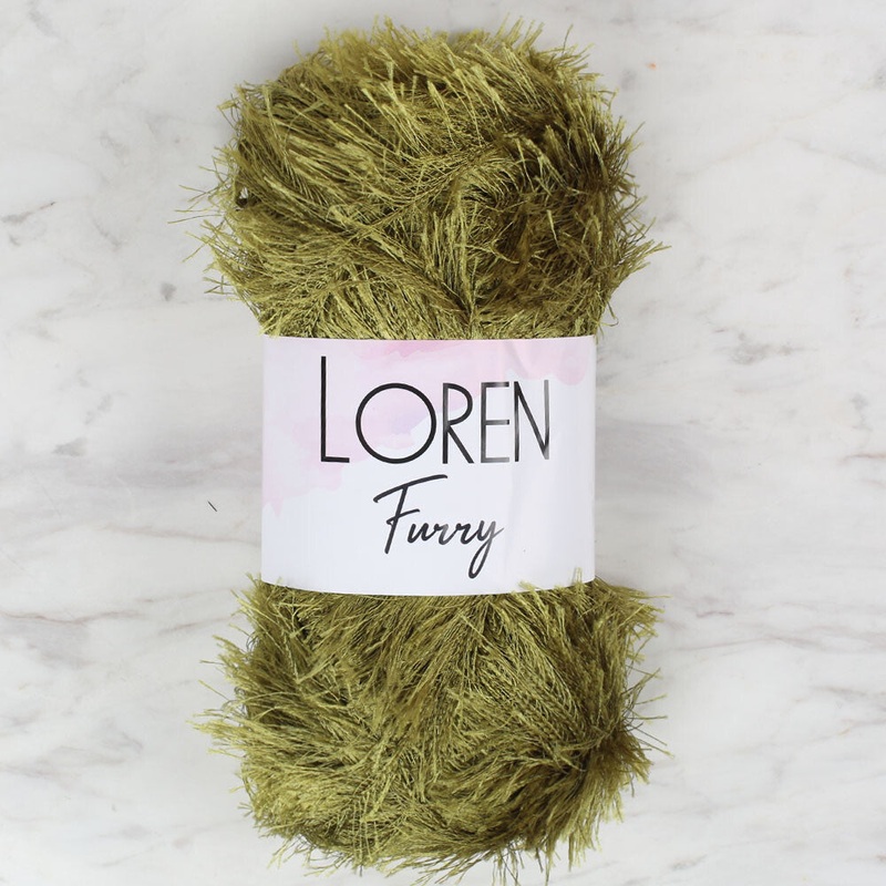 Loren Furry Knitting Yarn, Green – RF044