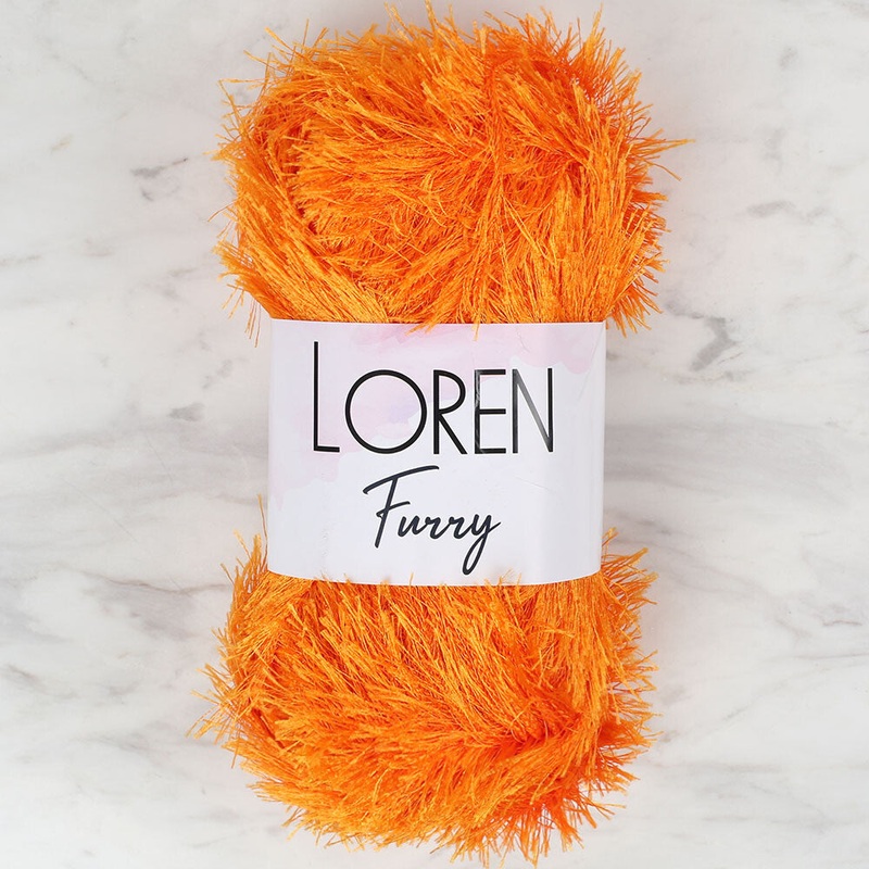 Loren Furry Knitting Yarn, Orange – RF103
