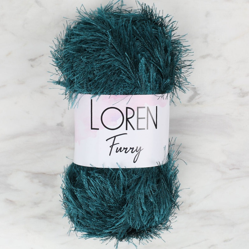 Loren Furry Knitting Yarn, Petrol Blue – RF039
