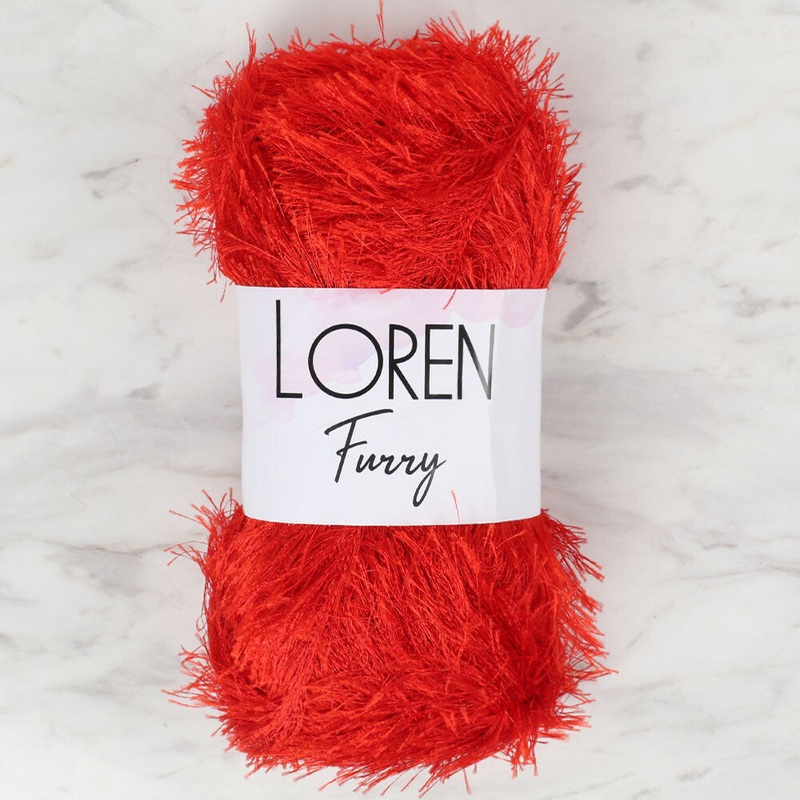 Loren Furry Knitting Yarn, Red – RF025