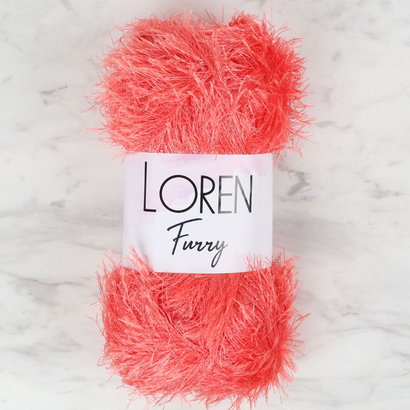 Loren Furry Knitting Yarn, Vermillion – RF017