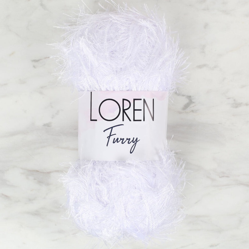 Loren Furry Knitting Yarn, White – RF118