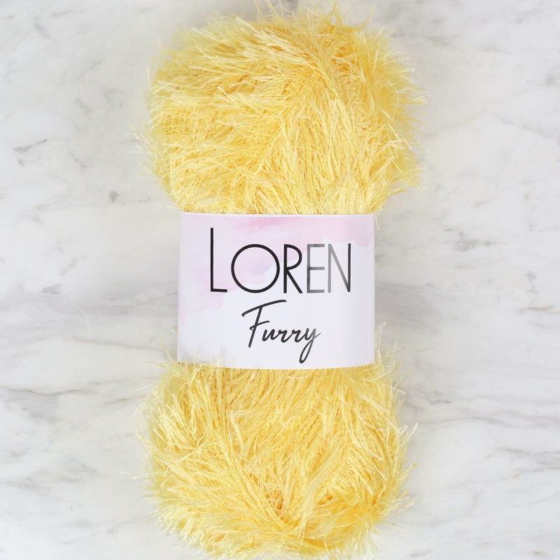 Loren Furry Knitting Yarn, Yellow – RF048