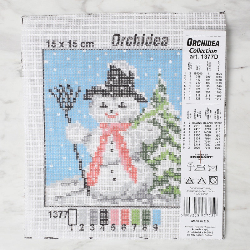 ORCHIDEA 15×15 cm ORCHIDEA 15×15 cm Printed Gobelin, Snowman – 1377D
