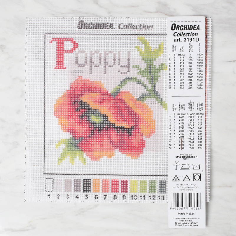 ORCHIDEA 15×15 cm Printed Gobelin, Poppies – 3191D
