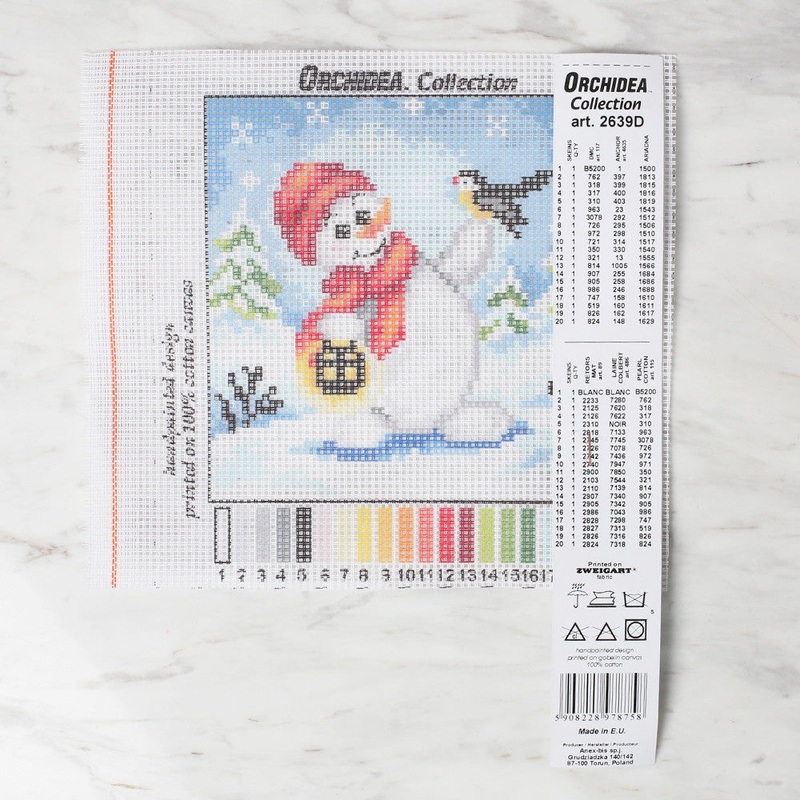 ORCHIDEA 15×15 cm Printed Gobelin, Snowman – 2639D