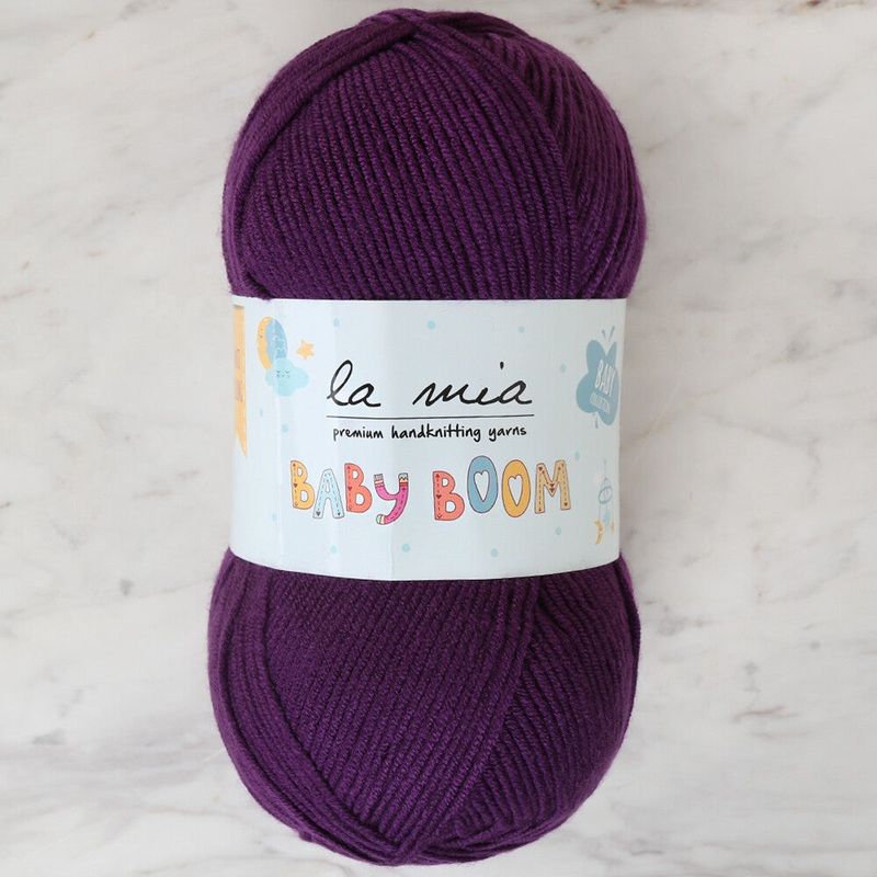 La Mia Baby Boom Knitting Yarn, Aubergine – 60