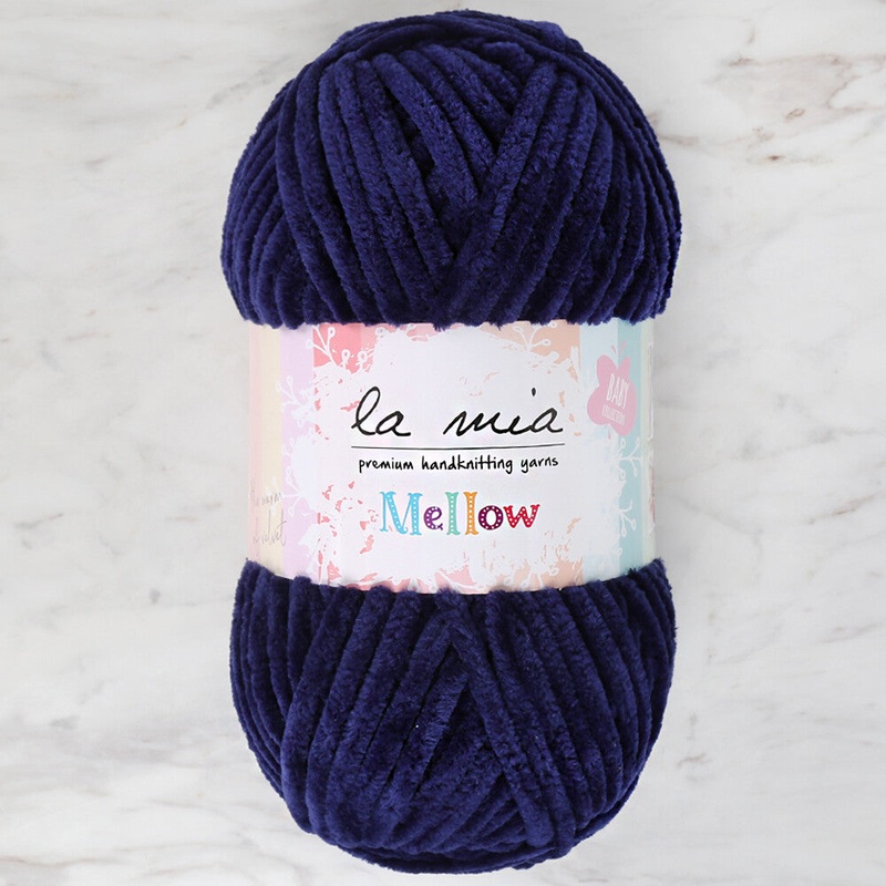 La Mia Mellow Chenille Yarn, Navy Blue – 917