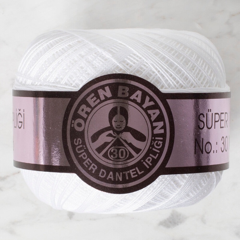 Madame Tricote Paris 100Gr 3 Ply Super Lace Thread Ball  30 No – White