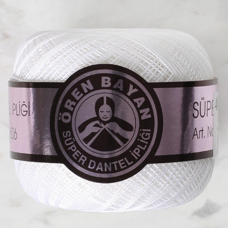 Madame Tricote Paris 100Gr 3 Ply Super Lace Thread Ball  40 No – White