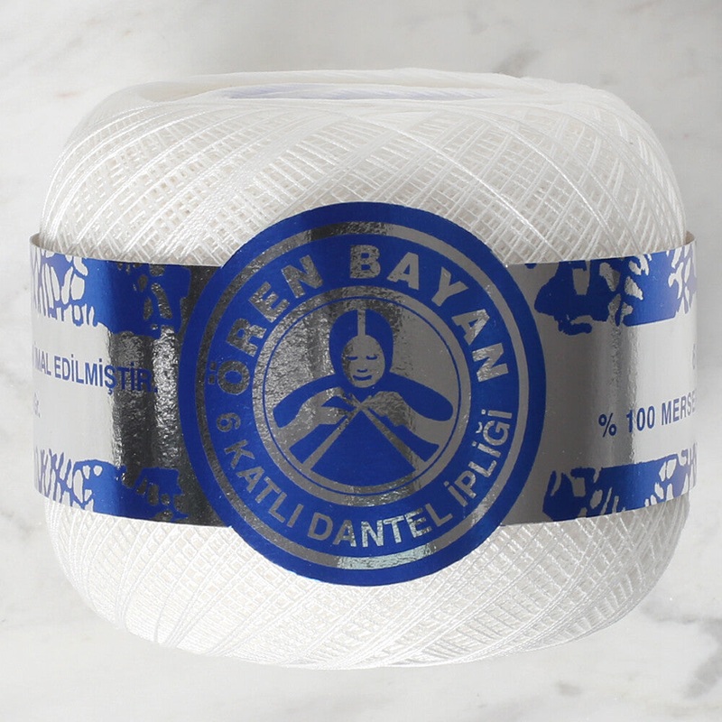 Madame Tricote Paris 100Gr 6 Ply Lace Thread Ball  50 No – White