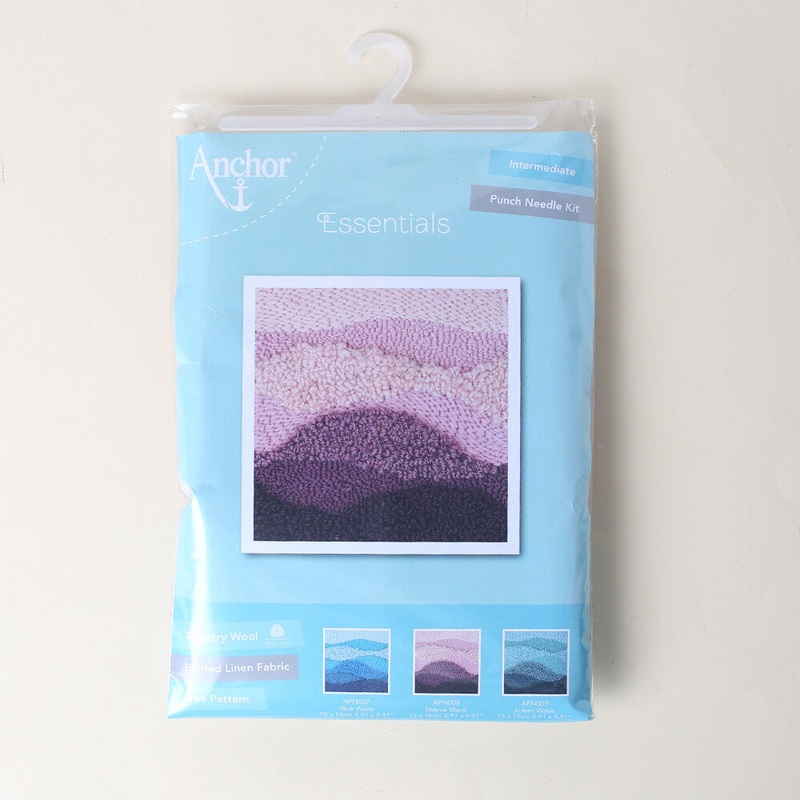 Anchor 15x15cm Punch Needle Mauve Wave Kit – APN008