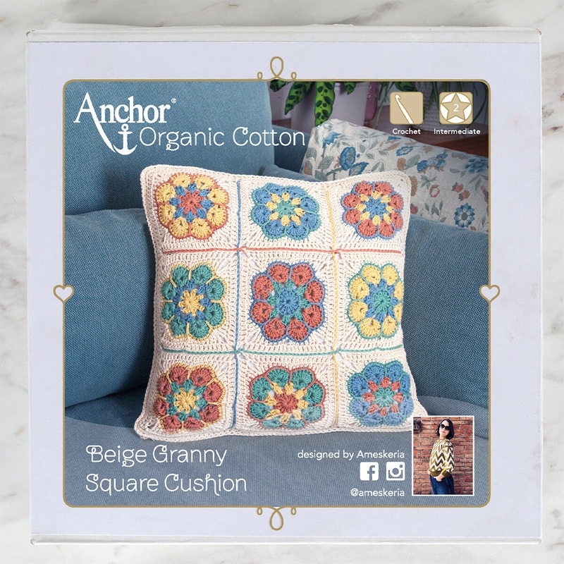 Anchor Organic Cotton Cushion Kit,  Granny Square – Art:A28G001-09061