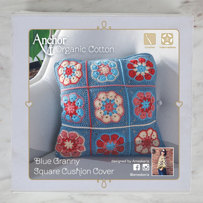 Anchor Organic Cotton Cushion Kit,  Granny Square – Art:A28G001-09062