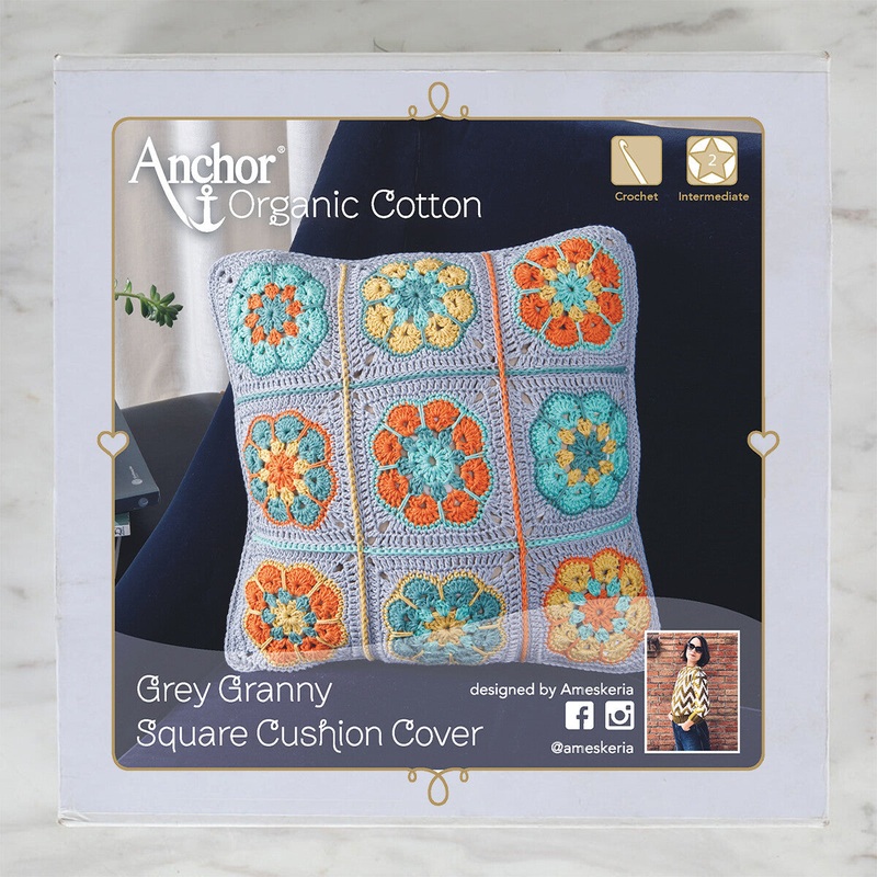 Anchor Organic Cotton Cushion Kit, Granny Square – Art:A28G001-09063