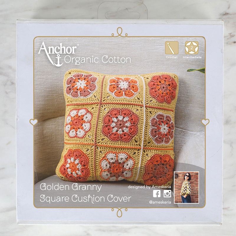 Anchor Organic Cotton Cushion Kit, Granny Square – Art:A28G001-09064
