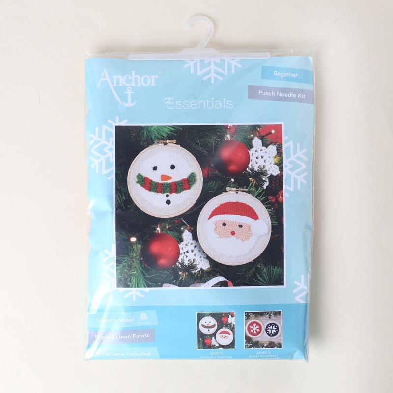 Anchor Punch Needle Kit Set in 2, Santa and Snowman – APN014