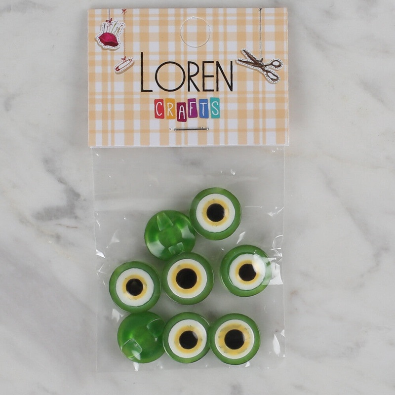 Loren Crafts 8 Pack Blue Bead Button, Green – 164