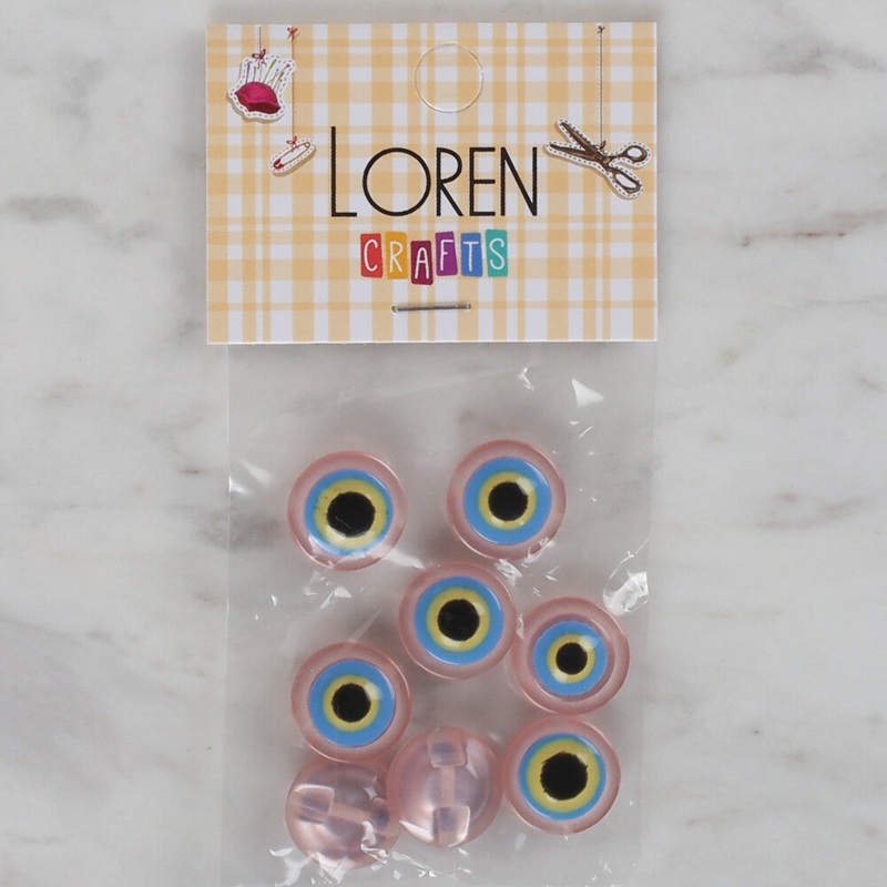 Loren Crafts 8 Pack Blue Bead Button, Light Pink – 167