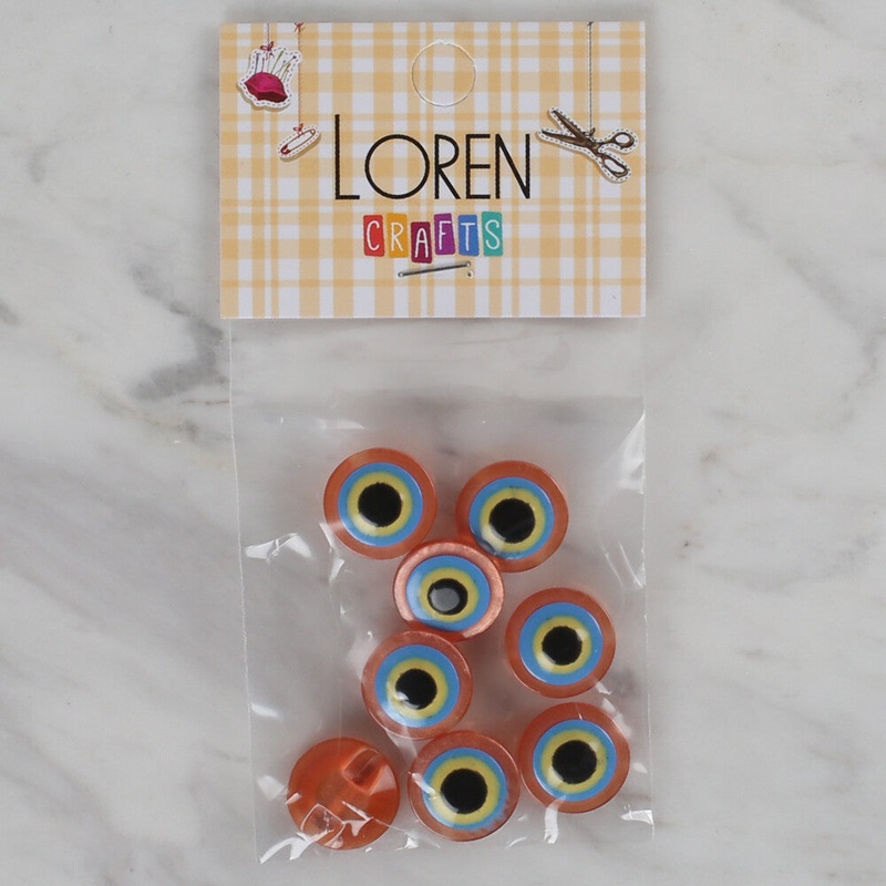 Loren Crafts 8 Pack Blue Bead Button, Orange – 166