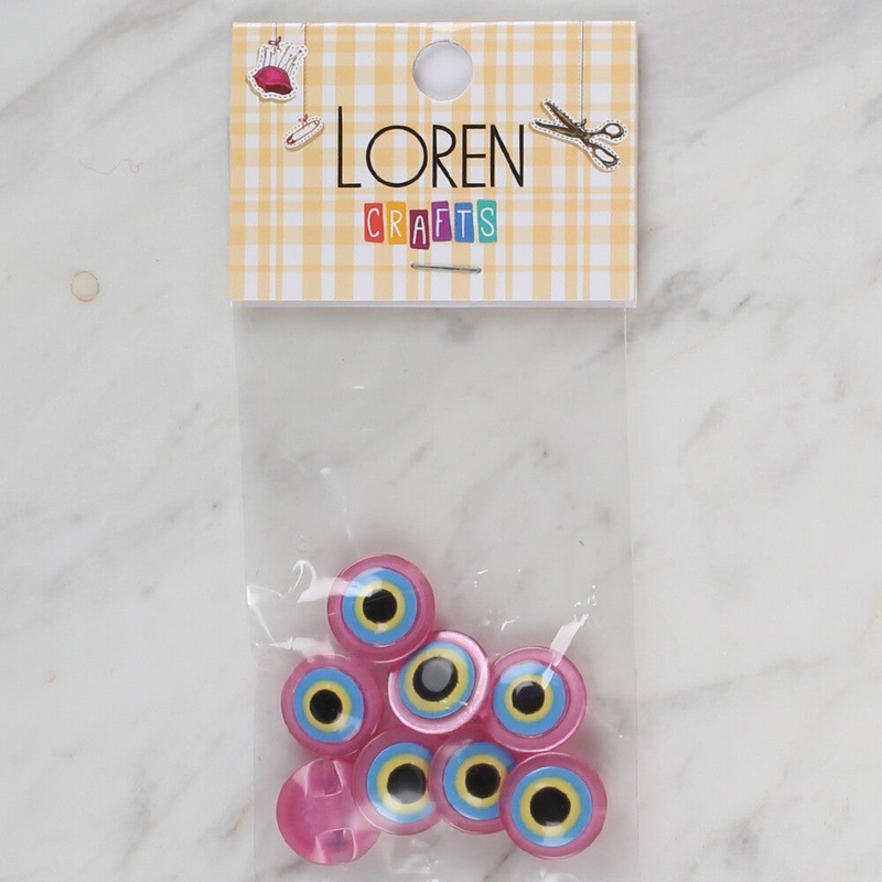 Loren Crafts 8 Pack Blue Bead Button, Pink – 168