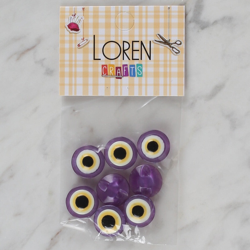 Loren Crafts 8 Pack Blue Bead Button, Purple – 169
