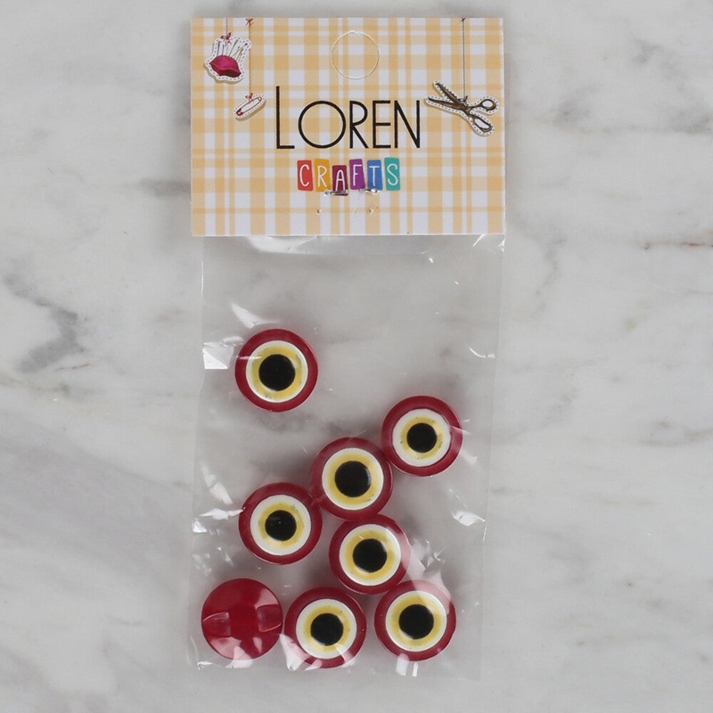Loren Crafts 8 Pack Blue Bead Button, Red – 165