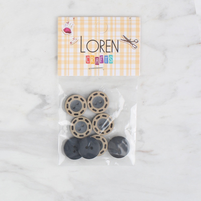 Loren Crafts 8 Pack Button, Black – 285