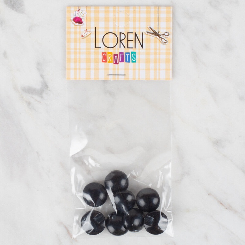 Loren Crafts 8 Pack Button, Black – 49