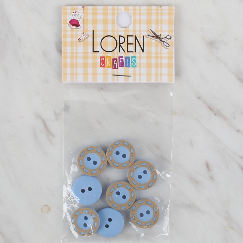 Loren Crafts 8 Pack Button, Blue – 289