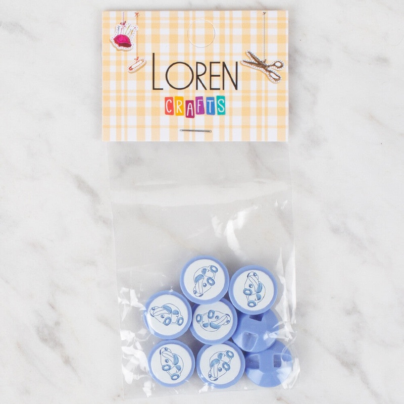 Loren Crafts 8 Pack Button, Blue – 394