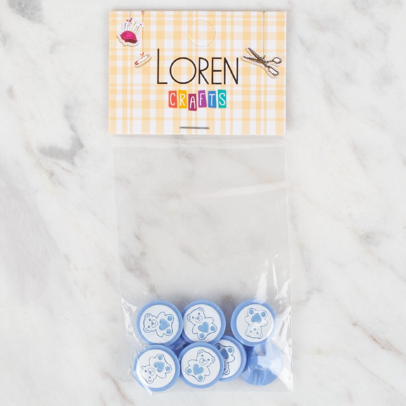 Loren Crafts 8 Pack Button, Blue – 403