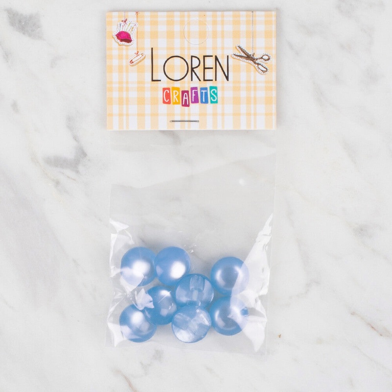Loren Crafts 8 Pack Button, Blue – 46