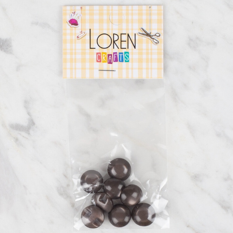 Loren Crafts 8 Pack Button, Brown – 37