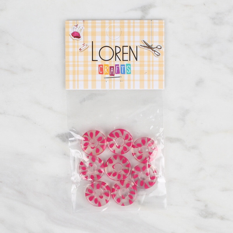 Loren Crafts 8 Pack Button, Fuchsia – 27