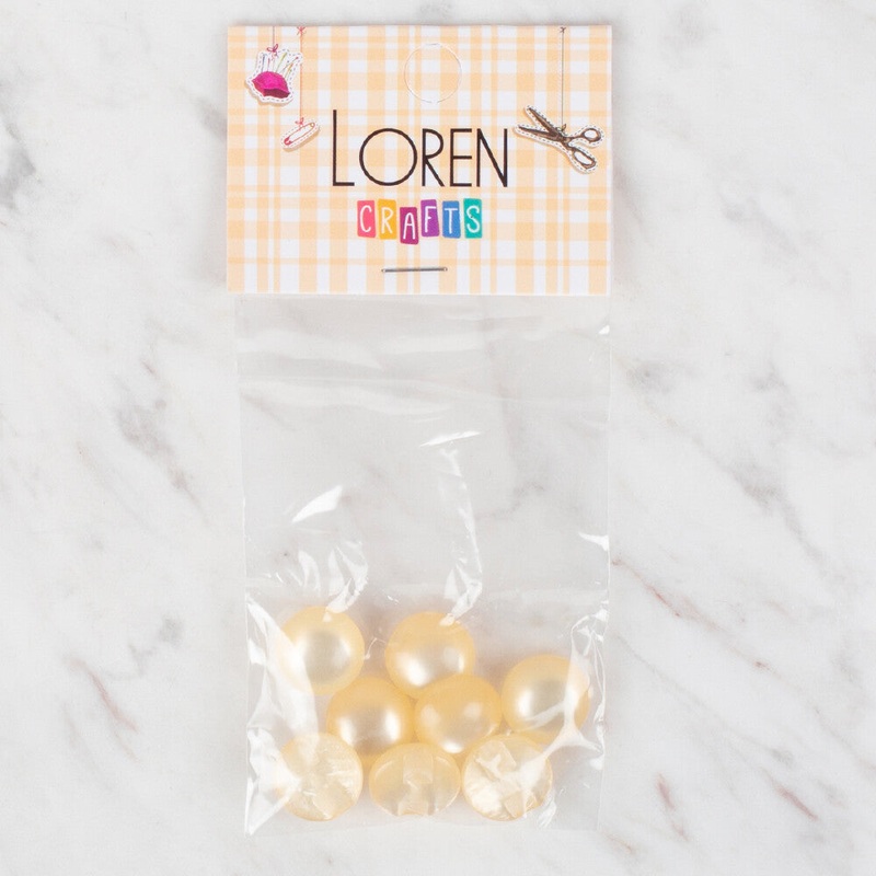 Loren Crafts 8 Pack Button, Light Yellow – 50