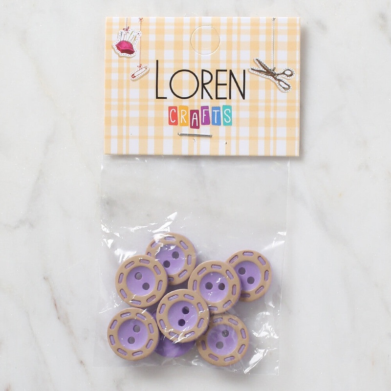 Loren Crafts 8 Pack Button, Lilac – 292