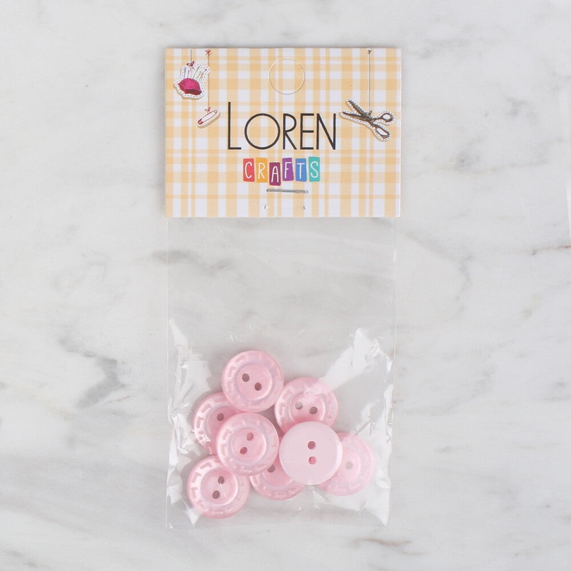 Loren Crafts 8 Pack Button, Pink – 188