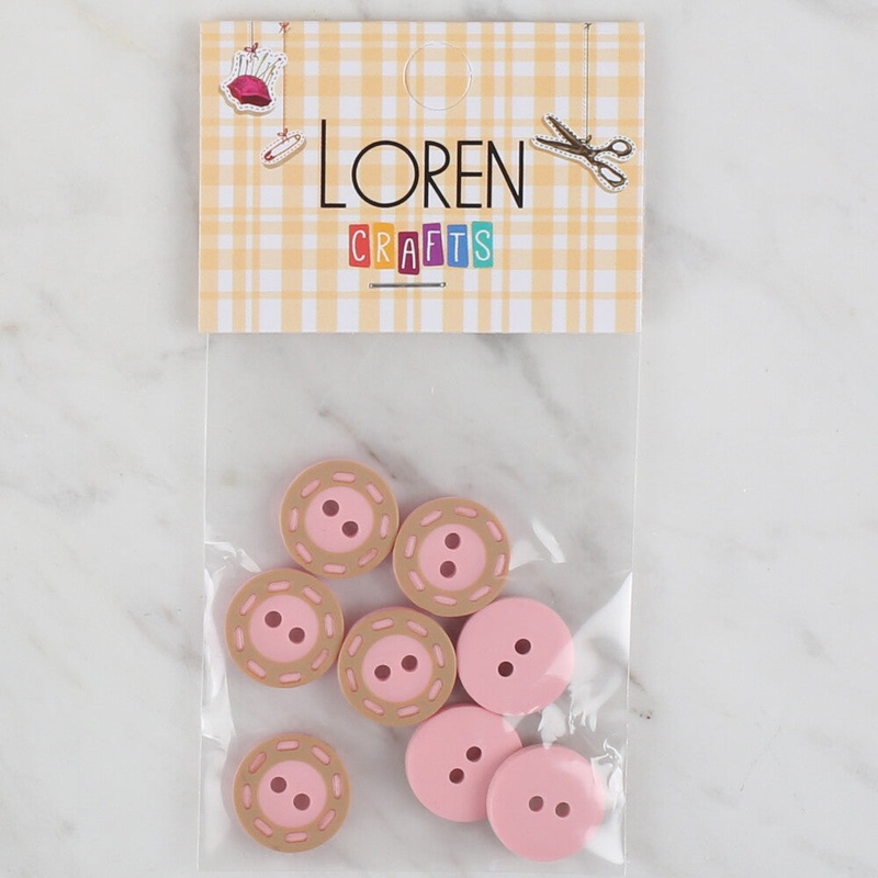 Loren Crafts 8 Pack Button, Pink – 293