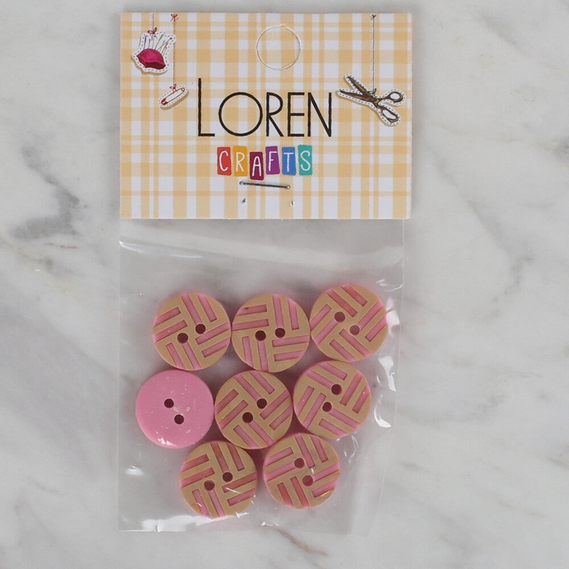 Loren Crafts 8 Pack Button, Pink – 304