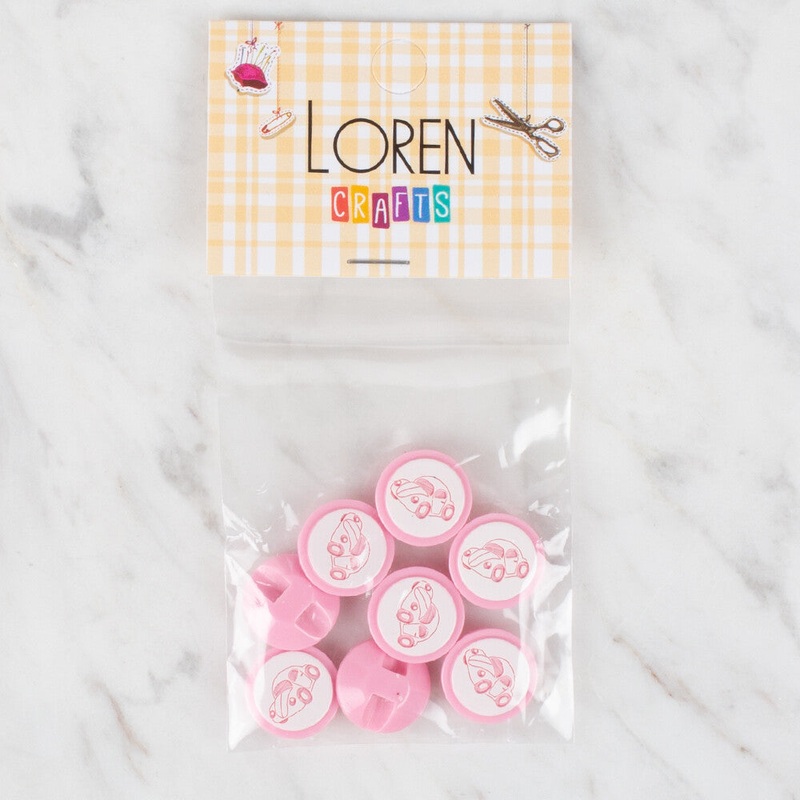 Loren Crafts 8 Pack Button, Pink – 398