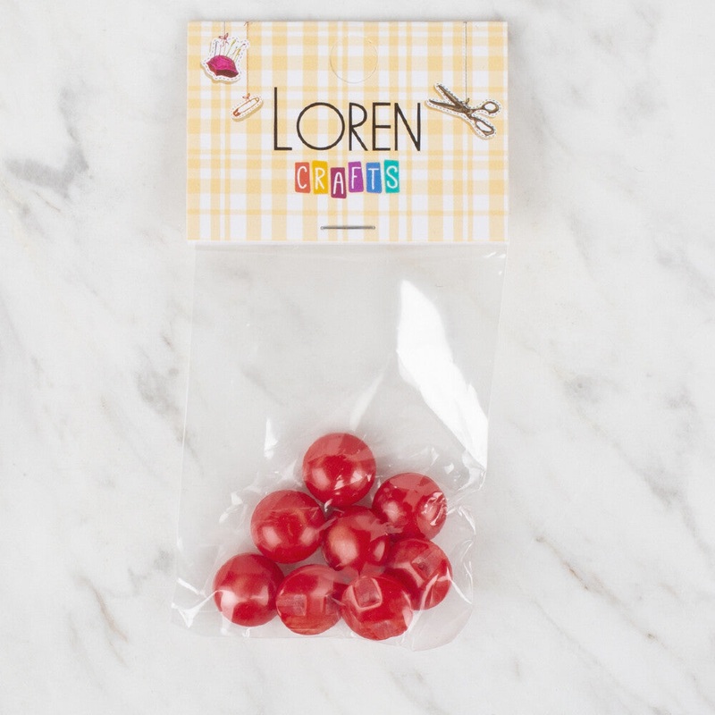 Loren Crafts 8 Pack Button, Red – 48