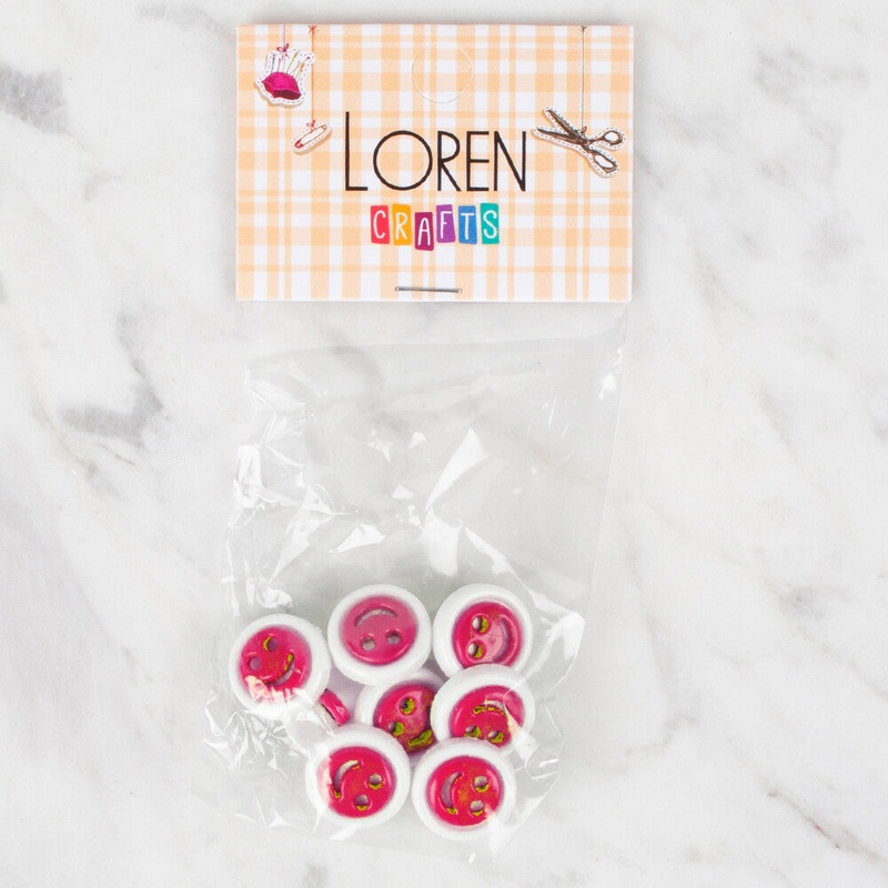 Loren Crafts 8 Pack Button, Red – 637