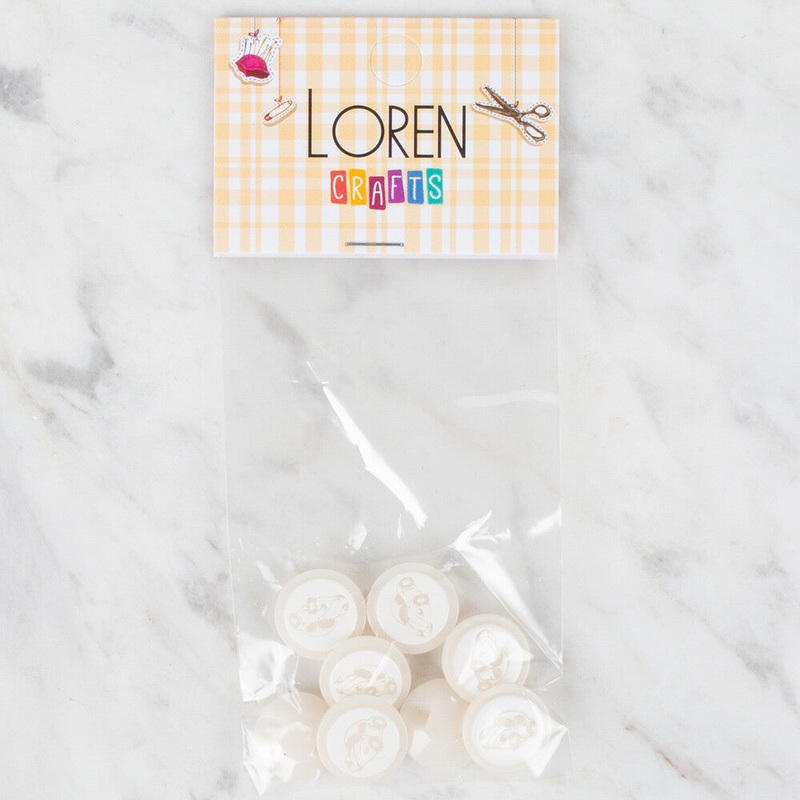 Loren Crafts 8 Pack Button, White – 391