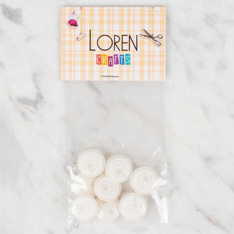 Loren Crafts 8 Pack Button, White – 400