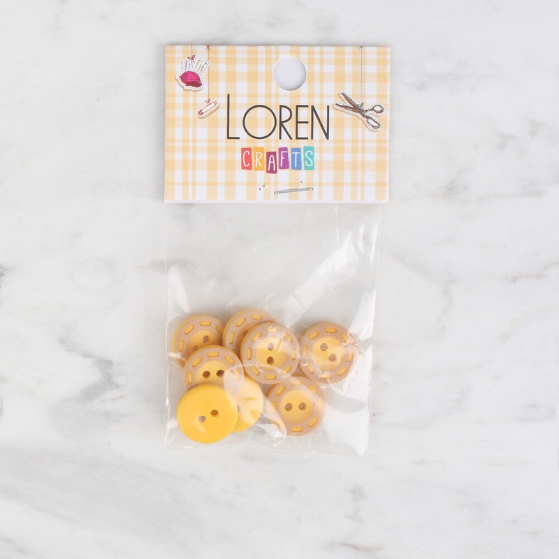Loren Crafts 8 Pack Button, Yellow – 295