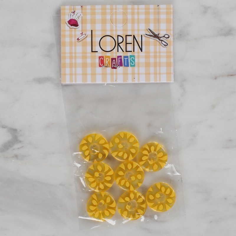 Loren Crafts 8 Pack Button, Yellow – 34