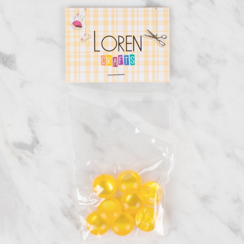 Loren Crafts 8 Pack Button, Yellow – 42
